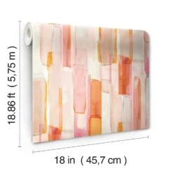 Roommates Mr. Kate Watercolor Glass Peel & Stick Wallpaper In Pink -Roommates RMK12315RL roll