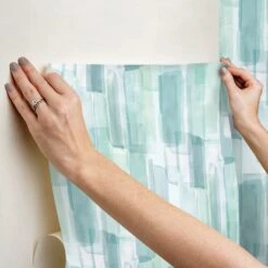 Roommates Mr. Kate Watercolor Glass Peel & Stick Wallpaper In Blue -Roommates RMK12316RL hangingwallpaper