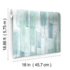 Roommates Mr. Kate Watercolor Glass Peel & Stick Wallpaper In Blue -Roommates RMK12316RL roll