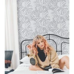 Roommates Mr. Kate Butterfly Peel & Stick Wallpaper In Grey -Roommates RMK12317RL RS2