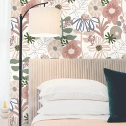 Roommates Mr. Kate Desert Floral Peel & Stick Wallpaper In Pink -Roommates RMK12319RL RS1