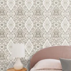 Roommates Mr. Kate Dried Flower Kaleidoscope Peel & Stick Wallpaper In Taupe -Roommates RMK12321RL RS1