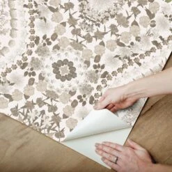Roommates Mr. Kate Dried Flower Kaleidoscope Peel & Stick Wallpaper In Taupe -Roommates RMK12321RL peel