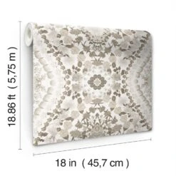 Roommates Mr. Kate Dried Flower Kaleidoscope Peel & Stick Wallpaper In Taupe -Roommates RMK12321RL roll