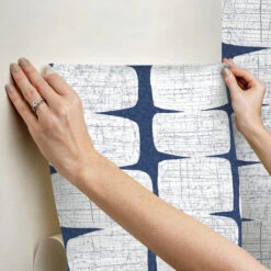 Roommates Mid-Century Beads Blue Peel & Stick Wallpaper -Roommates RMK12346PL hangingwallpaper