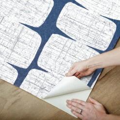 Roommates Mid-Century Beads Blue Peel & Stick Wallpaper -Roommates RMK12346PL peel