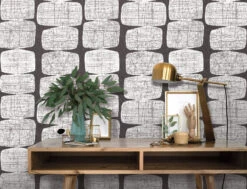 Roommates Mid-Century Beads Black Peel & Stick Wallpaper -Roommates RMK12348PL RS2
