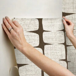 Roommates Mid-Century Beads Brown Peel & Stick Wallpaper 10 Roommates Mid-Century Beads Brown Peel & Stick Wallpaper -Roommates RMK12349PL hangingwallpaper