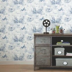 Roommates Harry Potter Map Peel & Stick Wallpaper In Blue -Roommates RMK12355PL RS2