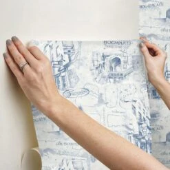 Roommates Harry Potter Map Peel & Stick Wallpaper In Blue -Roommates RMK12355PL hangingwallpaper