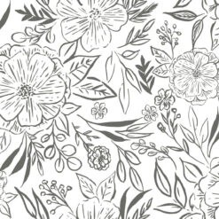 Roommates Floral Sketch Peel & Stick Wallpaper In Grey