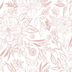 Roommates Floral Sketch Peel & Stick Wallpaper In Pink