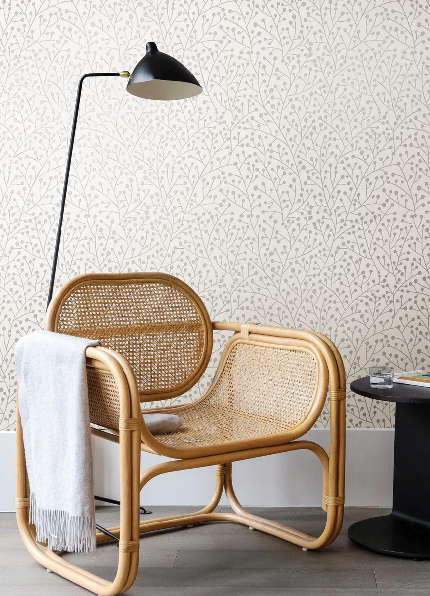 Roommates Cat Coquillette Berry Branches Peel & Stick Wallpaper In Taupe 6 Roommates Cat Coquillette Berry Branches Peel & Stick Wallpaper In Taupe - Image 6