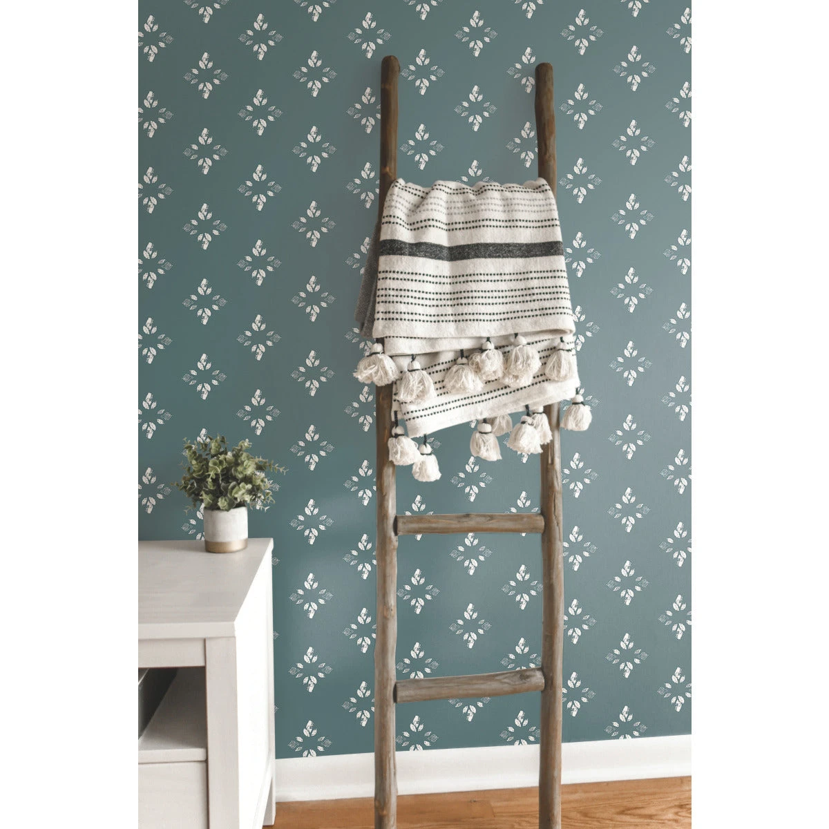 Roommates Rose Lindo Pressed Petals Denim Peel & Stick Wallpaper 4 Roommates Rose Lindo Pressed Petals Denim Peel & Stick Wallpaper - Image 4