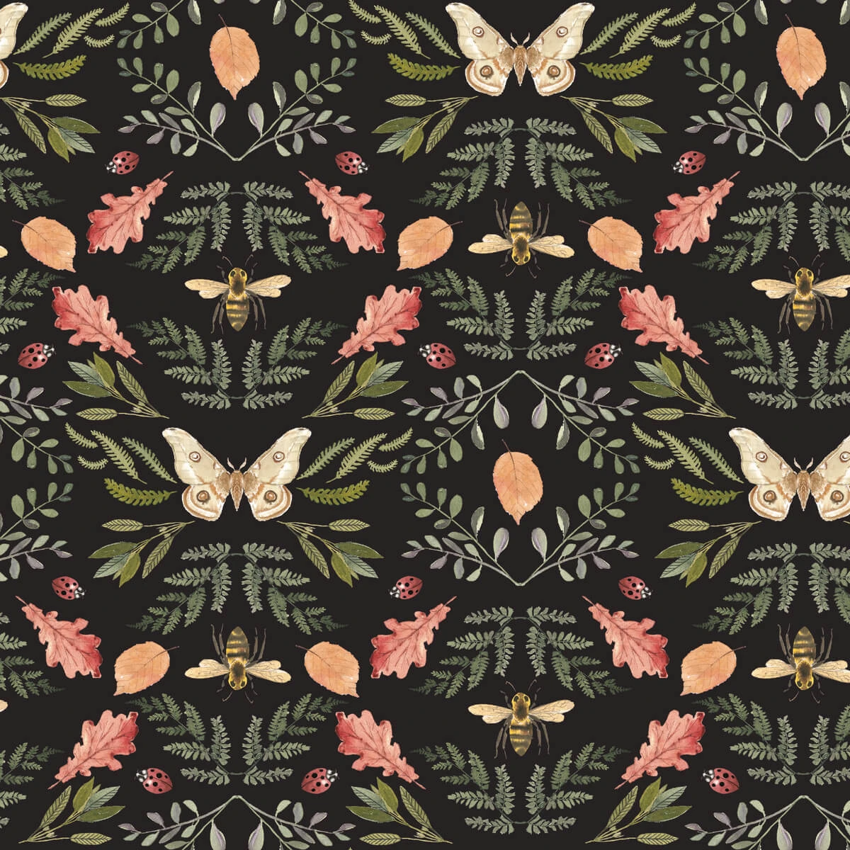Roommates Penny Lane Forest Cottage Bee And Butterfly Wallpaper In Black 1 Roommates Penny Lane Forest Cottage Bee And Butterfly Wallpaper In Black