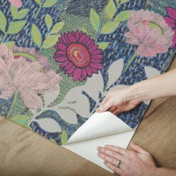 Roommates Tamara Day Botanical Garden Peel & Stick Wallpaper In Blue -Roommates RMK12513RL peel