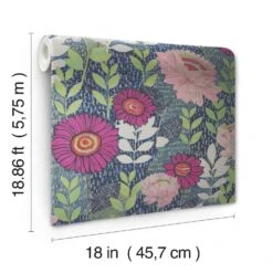 Roommates Tamara Day Botanical Garden Peel & Stick Wallpaper In Blue -Roommates RMK12513RL roll
