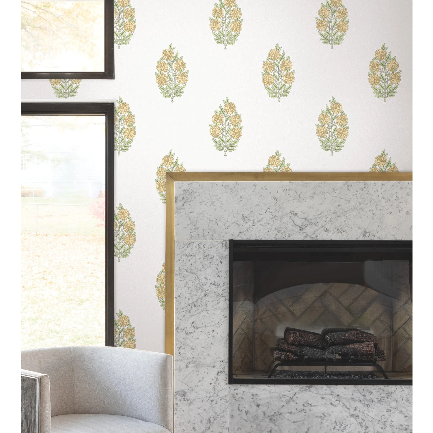 Roommates Tamara Day Dutch Floral Peel & Stick Wallpaper In Yellow 2 Roommates Tamara Day Dutch Floral Peel & Stick Wallpaper In Yellow - Image 2