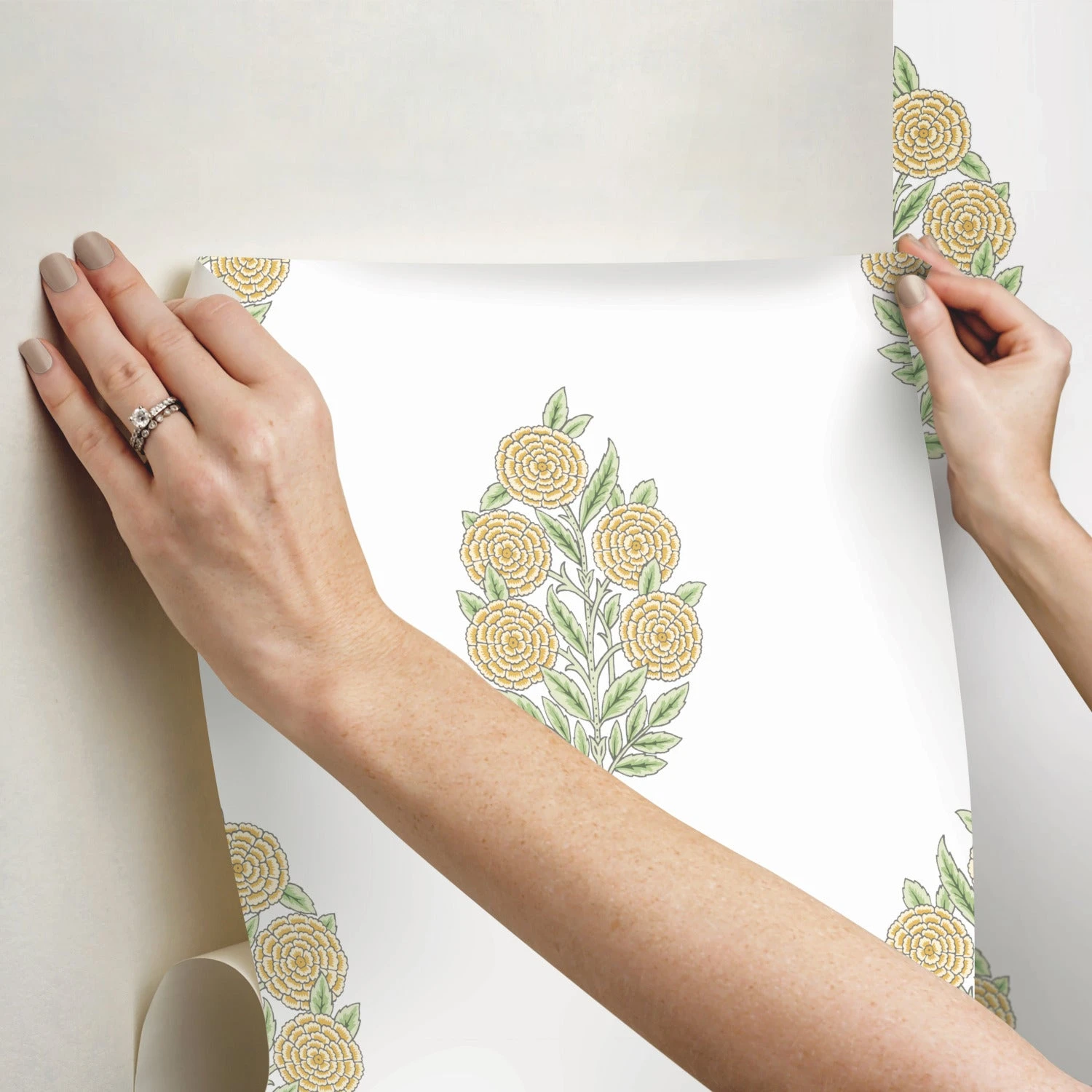 Roommates Tamara Day Dutch Floral Peel & Stick Wallpaper In Yellow 4 Roommates Tamara Day Dutch Floral Peel & Stick Wallpaper In Yellow - Image 4