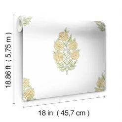 Roommates Tamara Day Dutch Floral Peel & Stick Wallpaper In Yellow 14 Roommates Tamara Day Dutch Floral Peel & Stick Wallpaper In Yellow -Roommates RMK12518RL roll