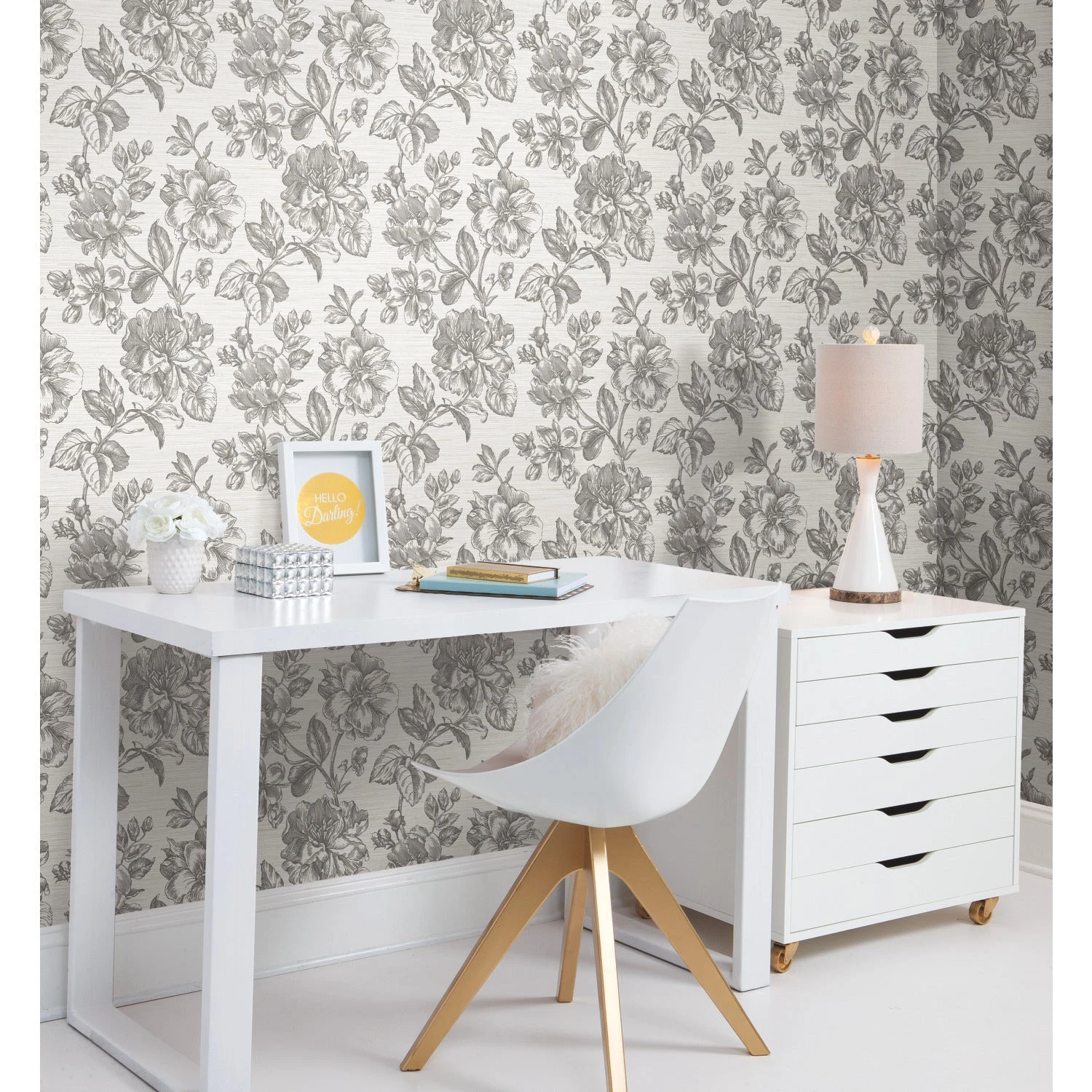 Roommates Tamara Day Flower Girl Peel & Stick Wallpaper In Gray 2 Roommates Tamara Day Flower Girl Peel & Stick Wallpaper In Gray - Image 2