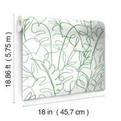 Roommates Tamara Day Tropical Signature Peel & Stick Wallpaper In Green -Roommates RMK12530RL roll