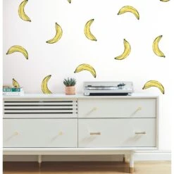 Roommates Mr. Kate Banana Print Peel & Stick Wallpaper In Yellow -Roommates RMK12543RL RS1