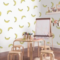 Roommates Mr. Kate Banana Print Peel & Stick Wallpaper In Yellow -Roommates RMK12543RL RS3