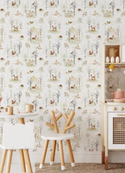 Roommates Clara Jean Woodland Scene Wallpaper In Neutral -Roommates RMK12556PLW RS2