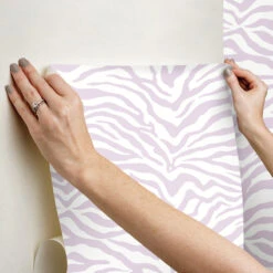 Roommates Zebra Purple Peel And Stick Wallpaper -Roommates RMK12564RL hangingwallpaper