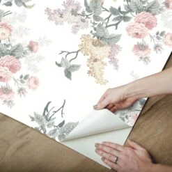 Roommates Waverly Emma's Garden Peel & Stick Wallpaper In Pastel -Roommates RMK12593PL peel