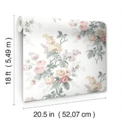 Roommates Waverly Emma's Garden Peel & Stick Wallpaper In Pastel -Roommates RMK12593PL roll