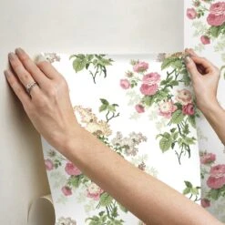 Roommates Waverly Emma's Garden Peel & Stick Wallpaper In Bright Multi -Roommates RMK12595PL hangingwallpaper