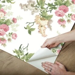 Roommates Waverly Emma's Garden Peel & Stick Wallpaper In Bright Multi -Roommates RMK12595PL peel