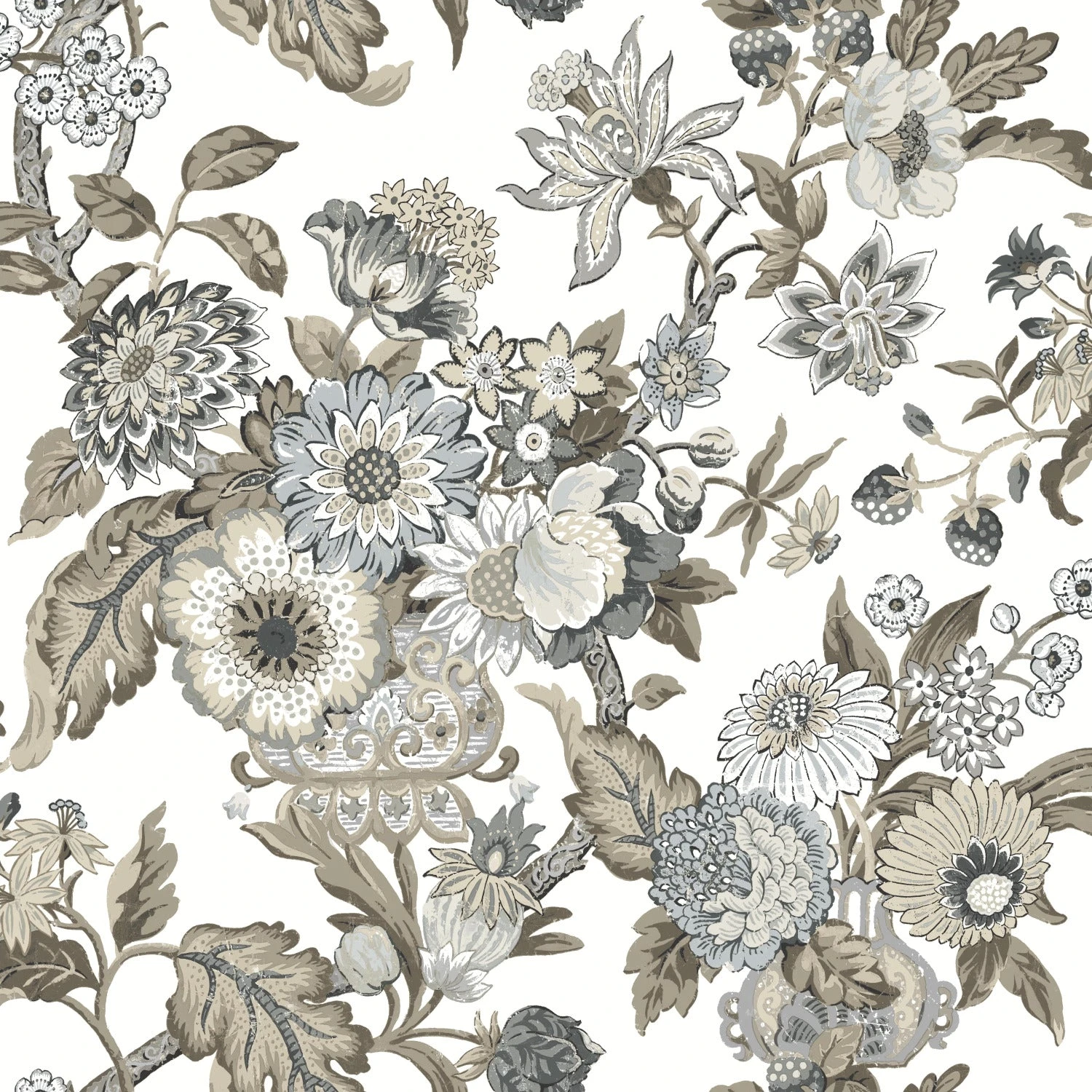 Roommates Waverly Graceful Garden Peel & Stick Wallpaper In Neutral 1 Roommates Waverly Graceful Garden Peel & Stick Wallpaper In Neutral
