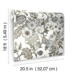 Roommates Waverly Graceful Garden Peel & Stick Wallpaper In Neutral 13 Roommates Waverly Graceful Garden Peel & Stick Wallpaper In Neutral -Roommates RMK12597PL roll