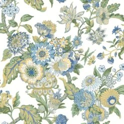 Roommates Waverly Graceful Garden Peel & Stick Wallpaper In Blue/Yellow
