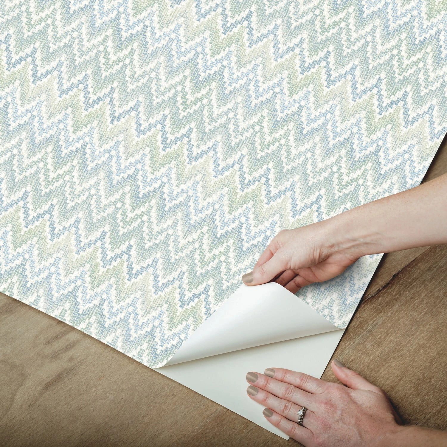 Roommates Waverly Heartbeat Peel & Stick Wallpaper In Green/Blue 5 Roommates Waverly Heartbeat Peel & Stick Wallpaper In Green/Blue - Image 5