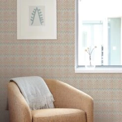 Roommates Waverly Heartbeat Peel & Stick Wallpaper In Pink/Teal -Roommates RMK12602PL RS1