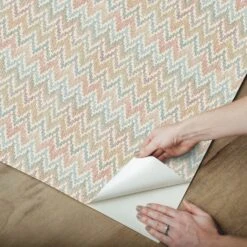 Roommates Waverly Heartbeat Peel & Stick Wallpaper In Pink/Teal -Roommates RMK12602PL peel