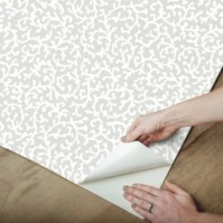 Roommates Waverly Savoy Peel & Stick Wallpaper In Grey 12 Roommates Waverly Savoy Peel & Stick Wallpaper In Grey -Roommates RMK12604PL peel