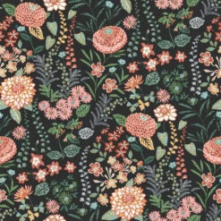 Roommates Waverly Fiona Floral Peel & Stick Wallpaper In Black