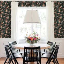 Roommates Waverly Fiona Floral Peel & Stick Wallpaper In Black -Roommates RMK12613PLW RS2