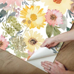 Roommates Southern Charm Peel & Stick Wallpaper In Coral/Yellow 10 Roommates Southern Charm Peel & Stick Wallpaper In Coral/Yellow -Roommates RMK12630RL Peel