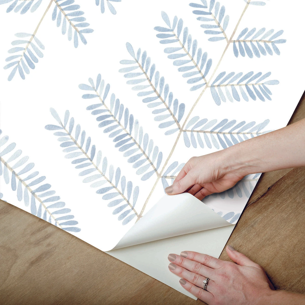 Roommates Cat Coquillette Leaflets Peel & Stick Wallpaper In Blue 5 Roommates Cat Coquillette Leaflets Peel & Stick Wallpaper In Blue - Image 5