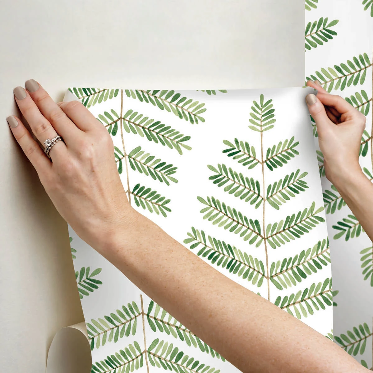 Roommates Cat Coquillette Leaflets Peel & Stick Wallpaper In Green 2 Roommates Cat Coquillette Leaflets Peel & Stick Wallpaper In Green - Image 2