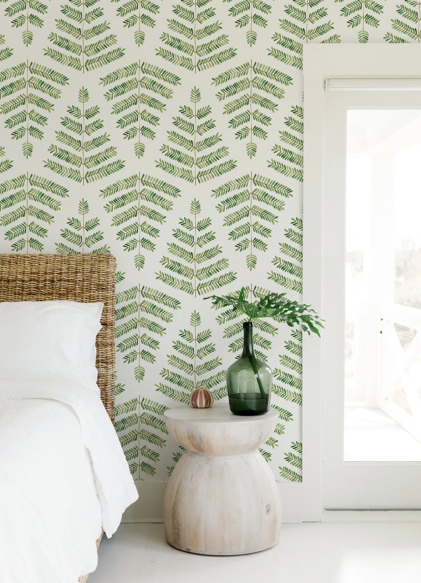 Roommates Cat Coquillette Leaflets Peel & Stick Wallpaper In Green 4 Roommates Cat Coquillette Leaflets Peel & Stick Wallpaper In Green - Image 4