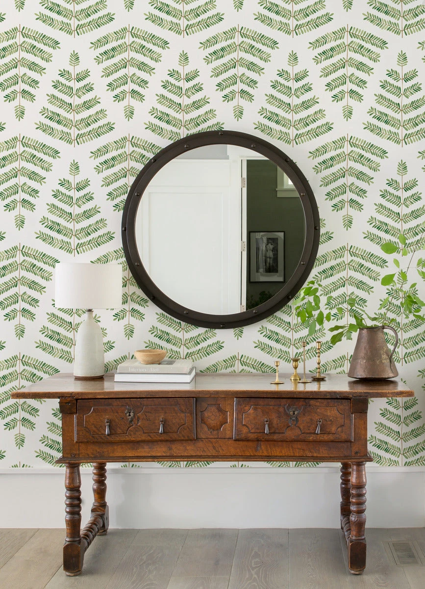 Roommates Cat Coquillette Leaflets Peel & Stick Wallpaper In Green 6 Roommates Cat Coquillette Leaflets Peel & Stick Wallpaper In Green - Image 6