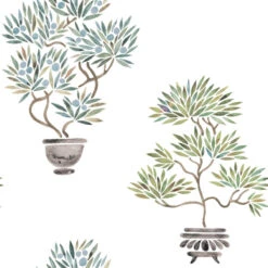 Roommates Cat Coquillette Bonsai Peel & Stick Wallpaper In Soft Green/Blue