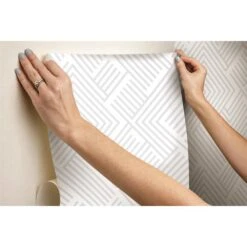 Roommates Silver Perplexing Peel & Stick Wallpaper -Roommates Silver Perplexing Peel Stick Wallpaper by RoomMates for York Wallcoverings 3